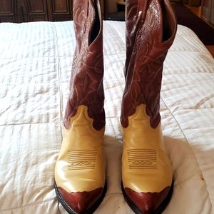 Men Cowboy boots All Leather  Cream color size 10.5